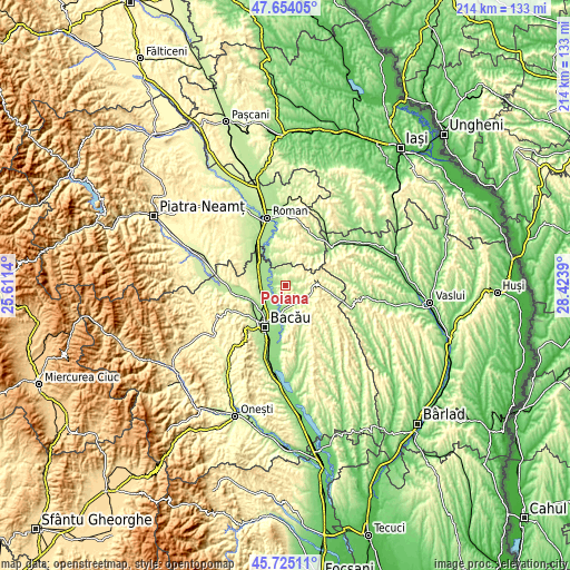 Topographic map of Poiana