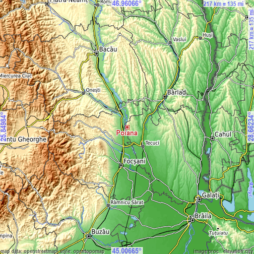 Topographic map of Poiana