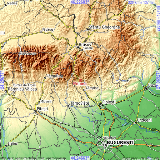 Topographic map of Poiana