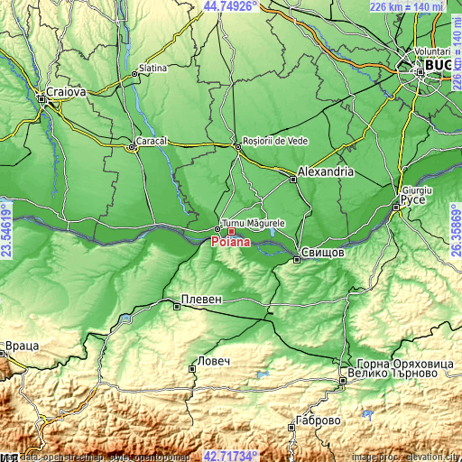 Topographic map of Poiana