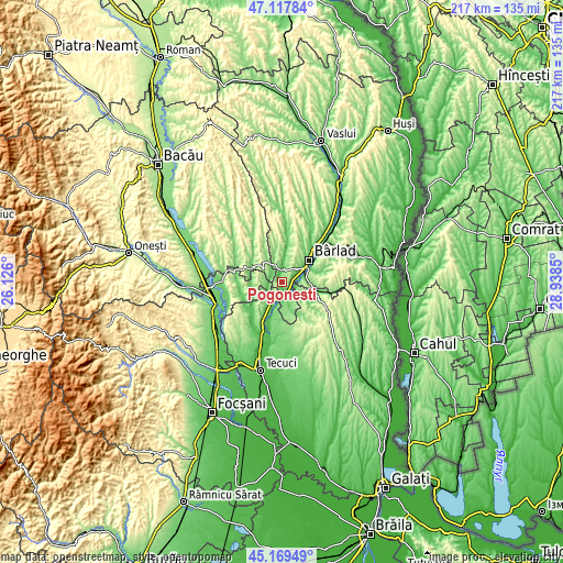 Topographic map of Pogonești