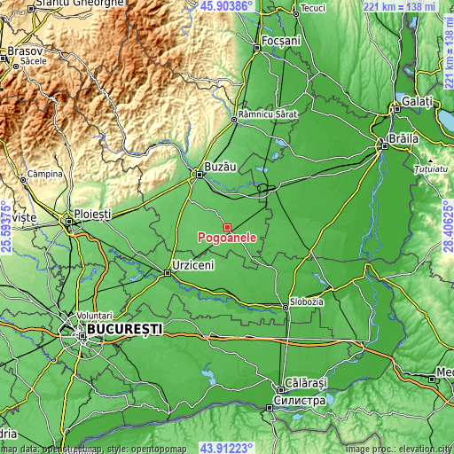 Topographic map of Pogoanele