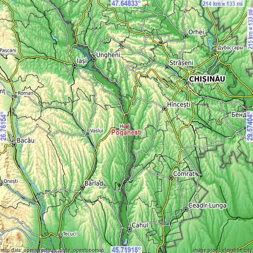 Topographic map of Pogănești