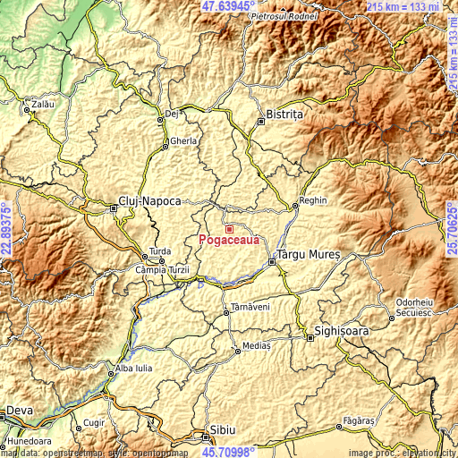 Topographic map of Pogăceaua