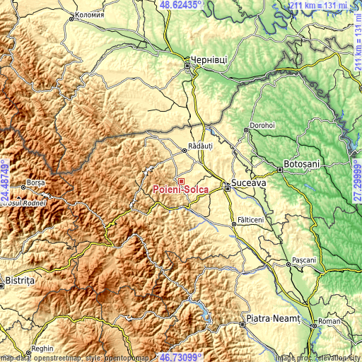 Topographic map of Poieni-Solca