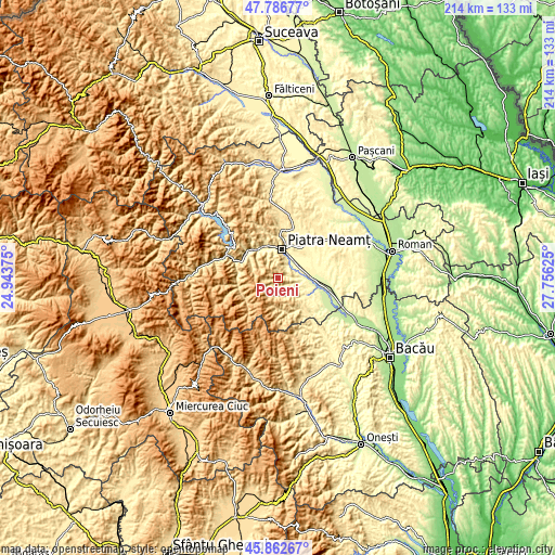 Topographic map of Poieni
