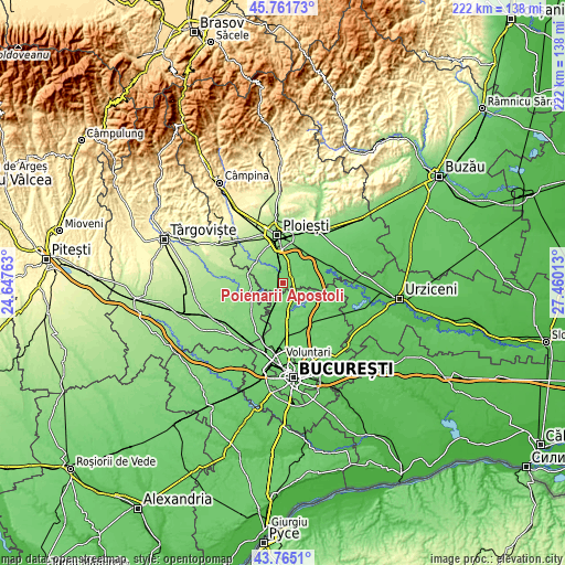 Topographic map of Poienarii Apostoli