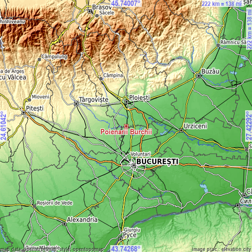 Topographic map of Poienarii Burchii