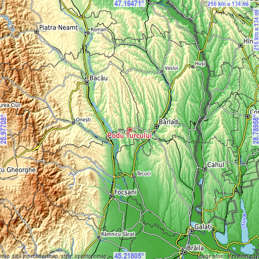 Topographic map of Podu Turcului