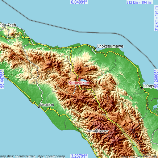 Topographic map of Kebayakan