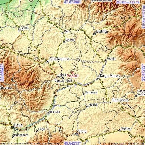 Topographic map of Poduri