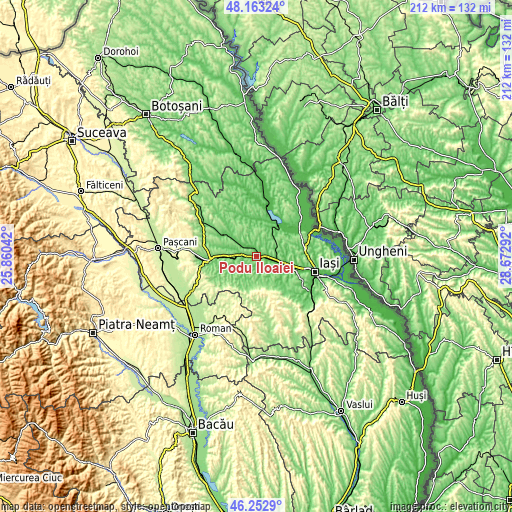 Topographic map of Podu Iloaiei