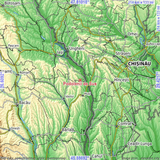 Topographic map of Podolenii de Sus