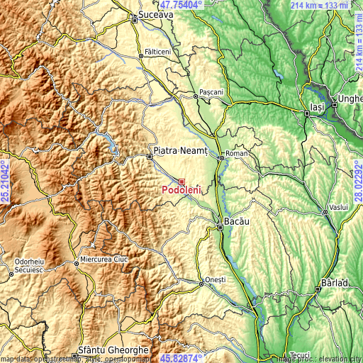 Topographic map of Podoleni