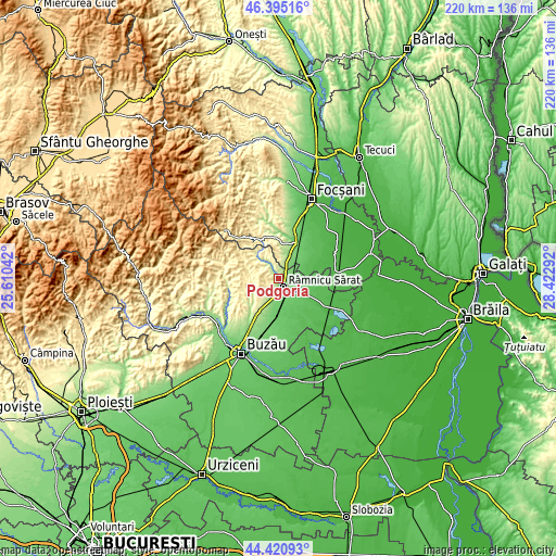 Topographic map of Podgoria