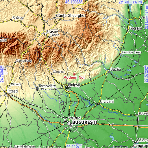 Topographic map of Podenii Noi