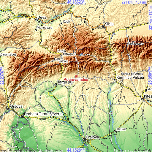 Topographic map of Pociovaliștea