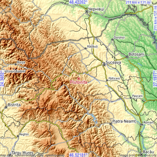 Topographic map of Plutonița