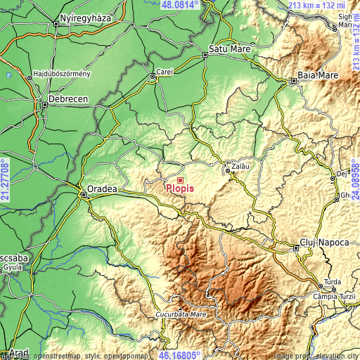 Topographic map of Plopiş