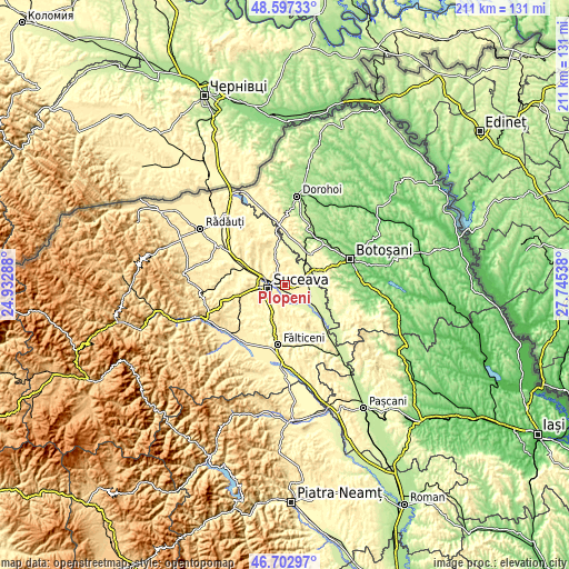 Topographic map of Plopeni