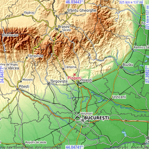 Topographic map of Plopeni