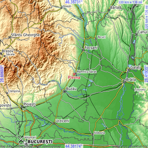 Topographic map of Plevna
