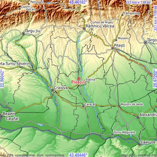 Topographic map of Pleşoiu