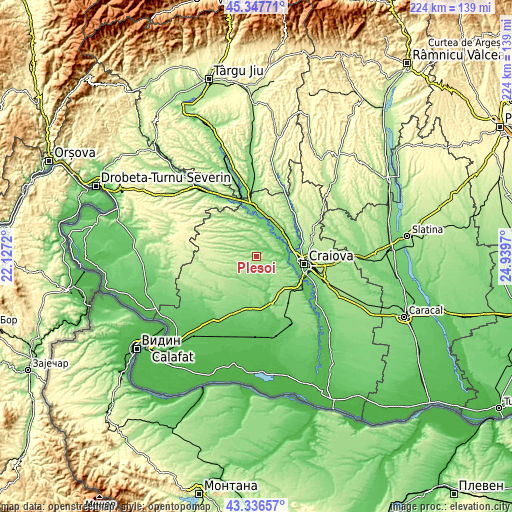 Topographic map of Pleșoi