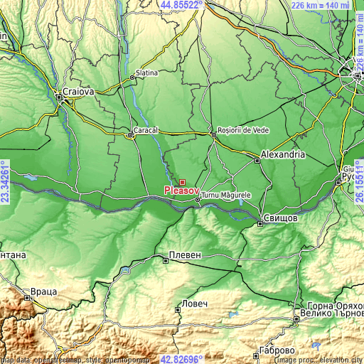 Topographic map of Pleașov