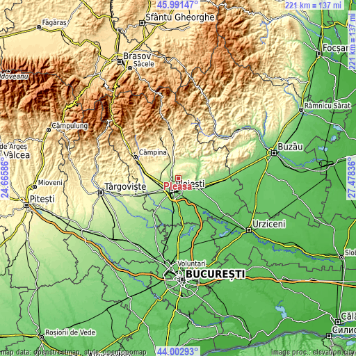 Topographic map of Pleașa