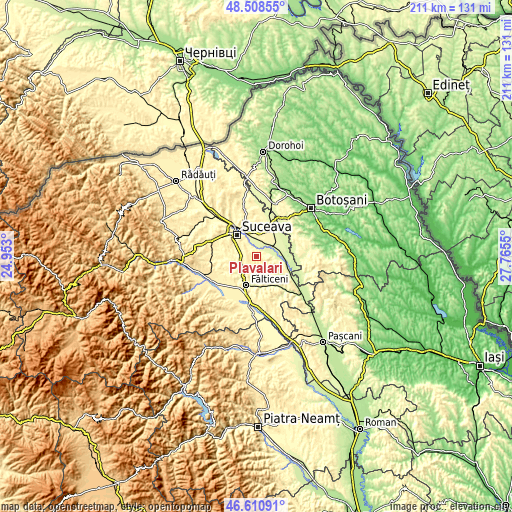 Topographic map of Plăvălari