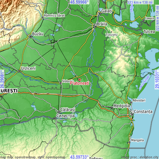 Topographic map of Platonești