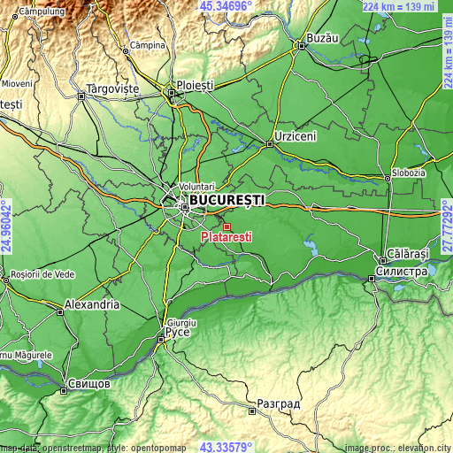 Topographic map of Plătăreşti