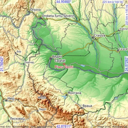 Topographic map of Piscu Vechi