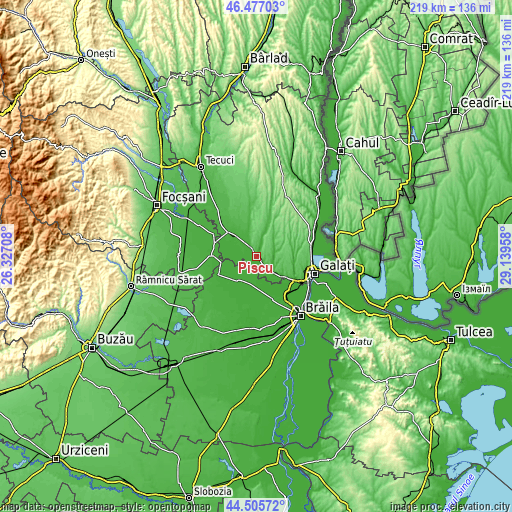 Topographic map of Piscu