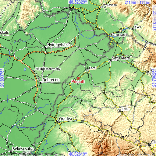 Topographic map of Pişcolt