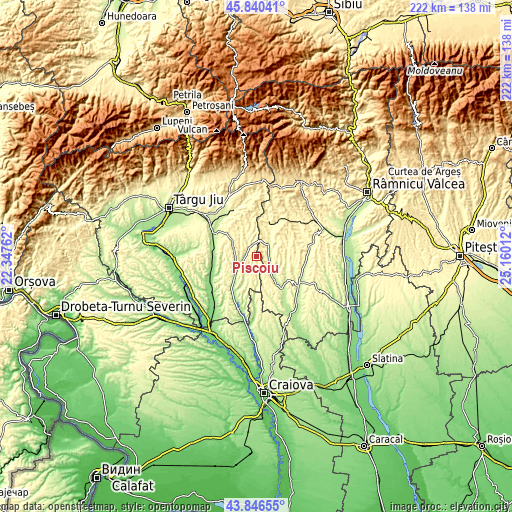 Topographic map of Piscoiu