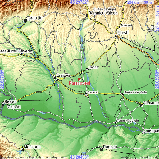 Topographic map of Pârşcoveni