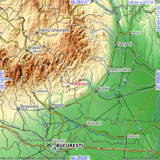 Topographic map of Pârscov