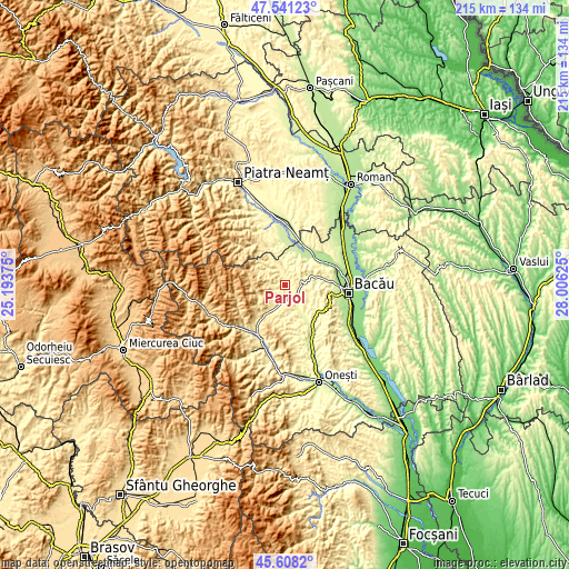 Topographic map of Pârjol