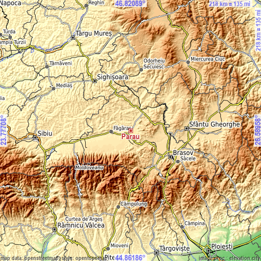 Topographic map of Pârâu