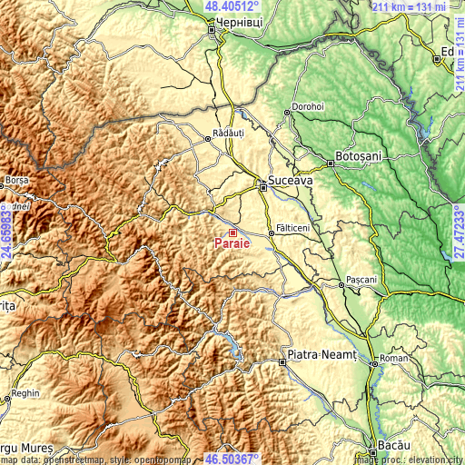 Topographic map of Pâraie