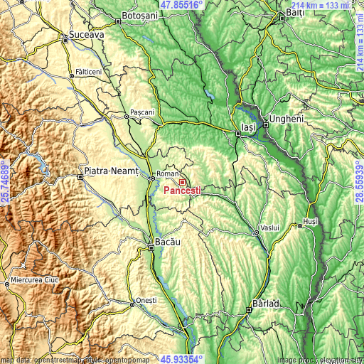 Topographic map of Pânceşti