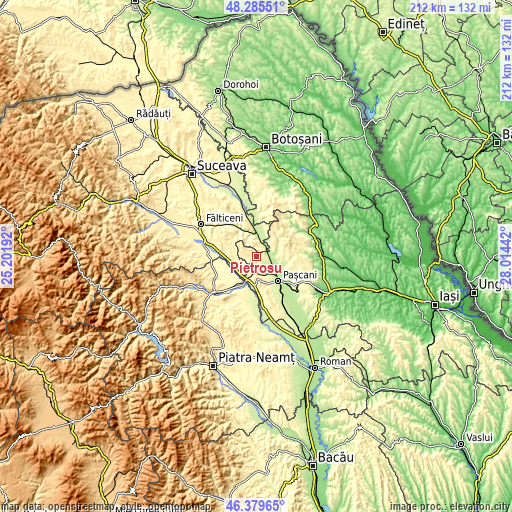 Topographic map of Pietrosu