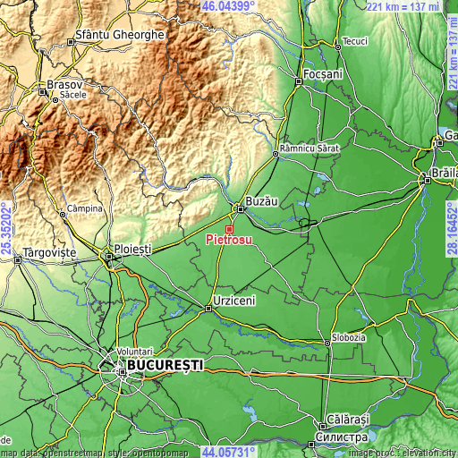 Topographic map of Pietrosu