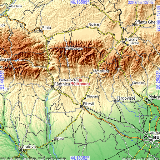 Topographic map of Pietroşani