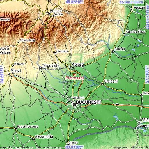 Topographic map of Pietroșani