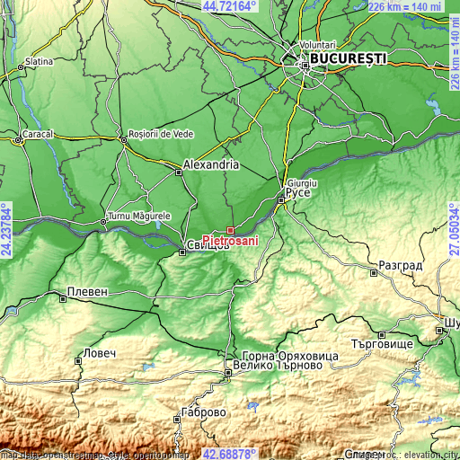 Topographic map of Pietroşani