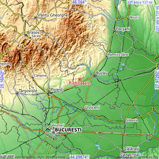 Topographic map of Pietroasele