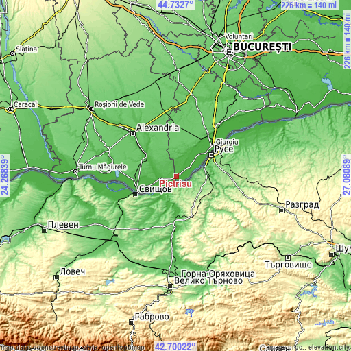 Topographic map of Pietrișu